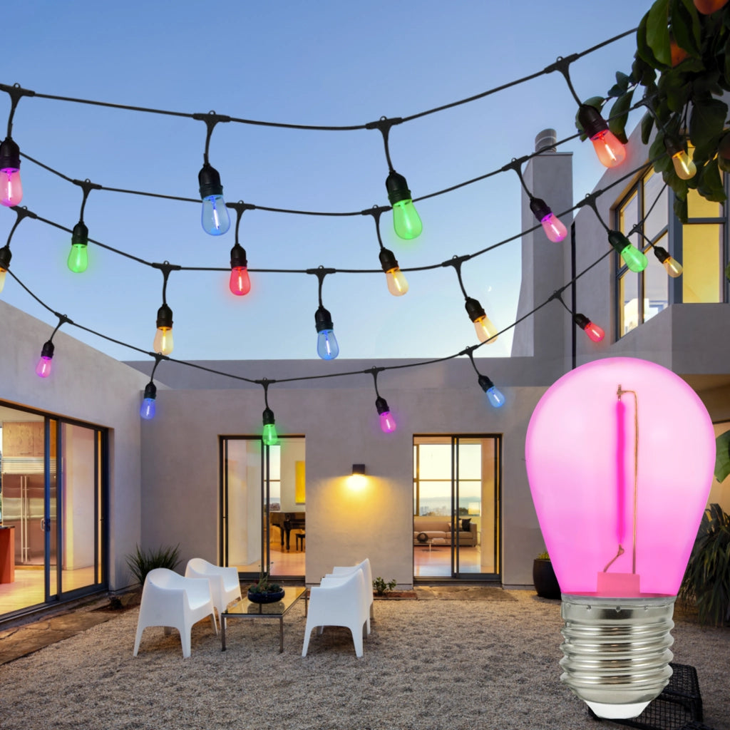 Polux 2x Lampadina LED COB Neon E27 36V rosa 2200K