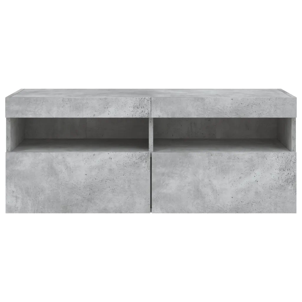 Mobile TV a Parete | Armadietto TV | Mobile Porta TV con Luci LED Grigio Cemento 100x30x40 cm