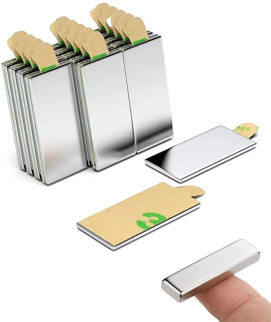 Magneetti a neodimio 16 pezzi, magneti autoadesivi, 30 x 10 x 1 mm, rivestimento NiCuNi di alta qualità - magneti quadrati per lavagne bianche, frigoriferi, foto, pannelli magnetici, attrezzi per hobby e persiane