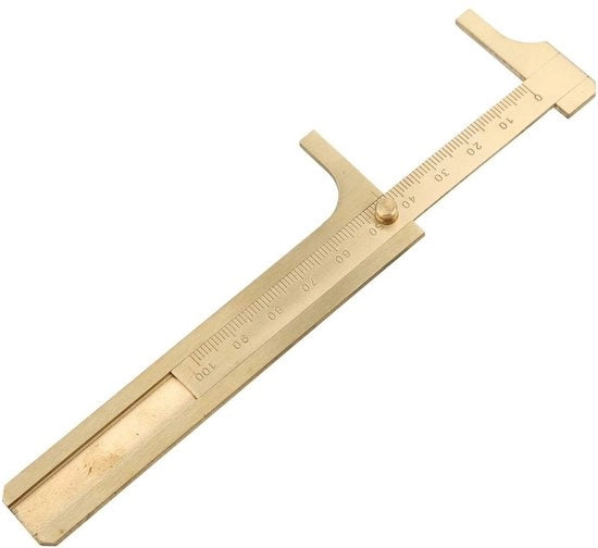 Misuratore Calibro 100 mm - Misuratore in Ottone - Strumento di Misura Preciso - Scala Divisoria - Leggero - Stile Retro - Rilevatore