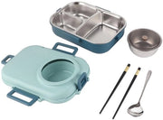 Contenitore Termico 1100 ml - Acciaio Inossidabile - Doppio Strato - 3 Comparti - Termicamente Isolato - Ideale per Cibo - Scatola Termica