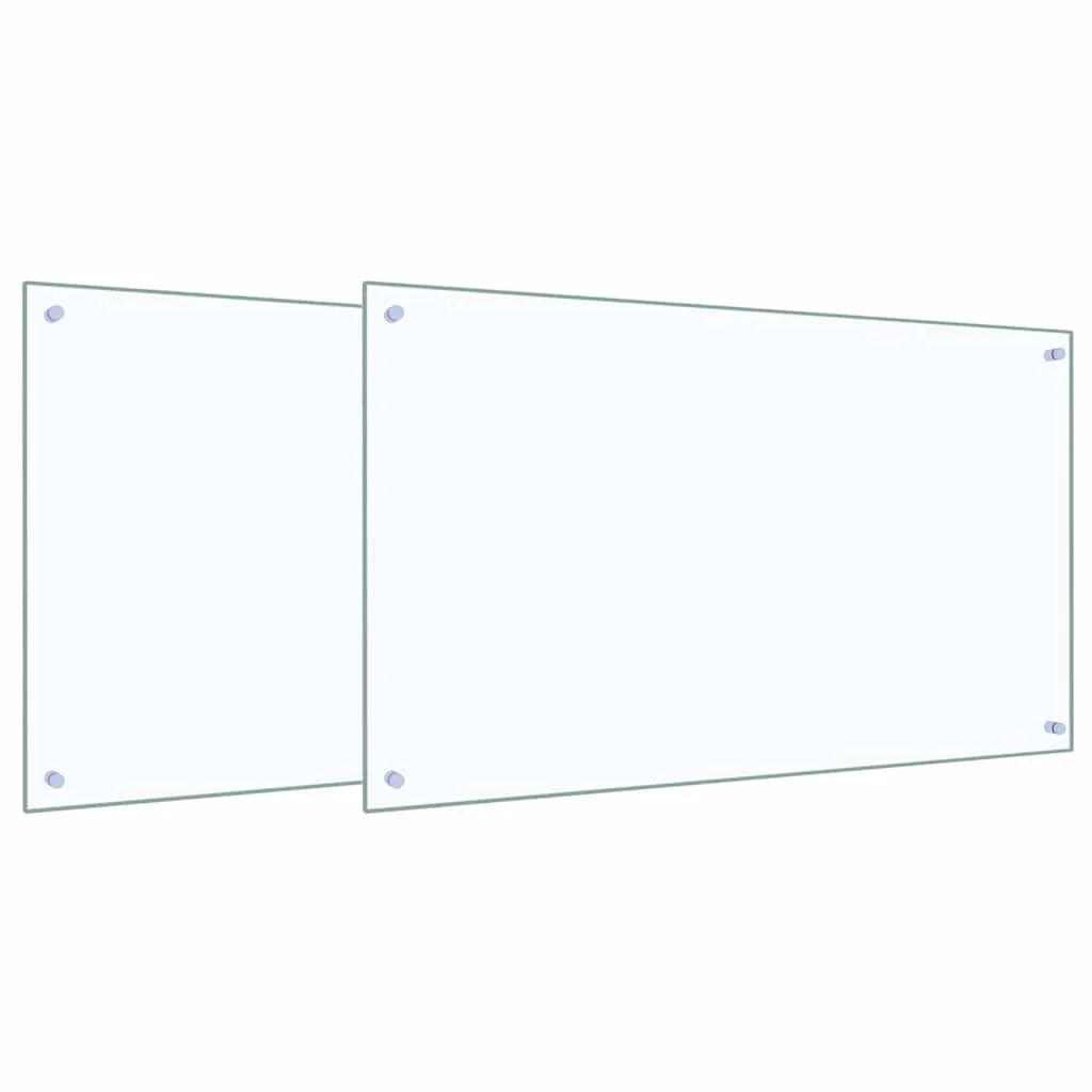 Set di 2 paraschizzi per cucina 100 x 60 cm resistenti al calore design moderno in vetro temperato trasparente 02_0056228