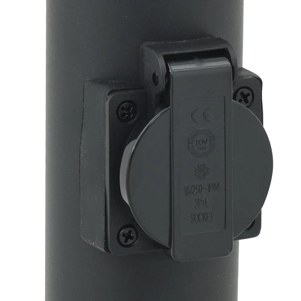 Lampioni a palo con presa elettrica 3 pz 80 cm Nero IP44 4006120
