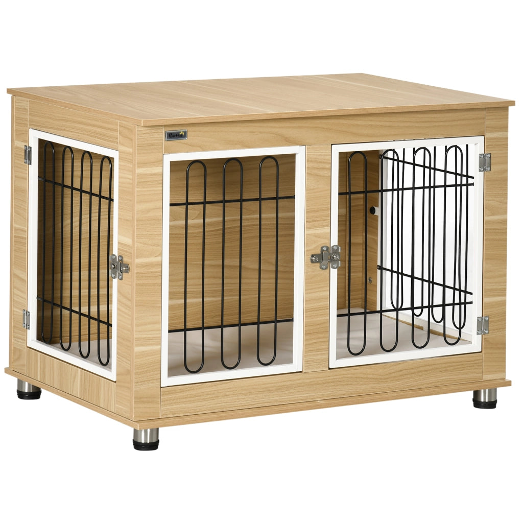 Gabbia Cane Esterno con Cuscino ¨C Zephmum ¨C Grigio Effetto Legno 90x58x65 cm