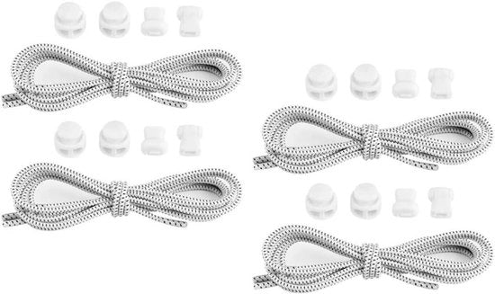 Cinture elastiche con chiusura rapida per sport, sistema slip-on, 100 cm, 2 pezzi - bianco.