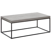 Tavolino Grigio Effetto Cemento Gambe in Metallo Nero 100 x 60 cm Rettangolare Industrial Glam