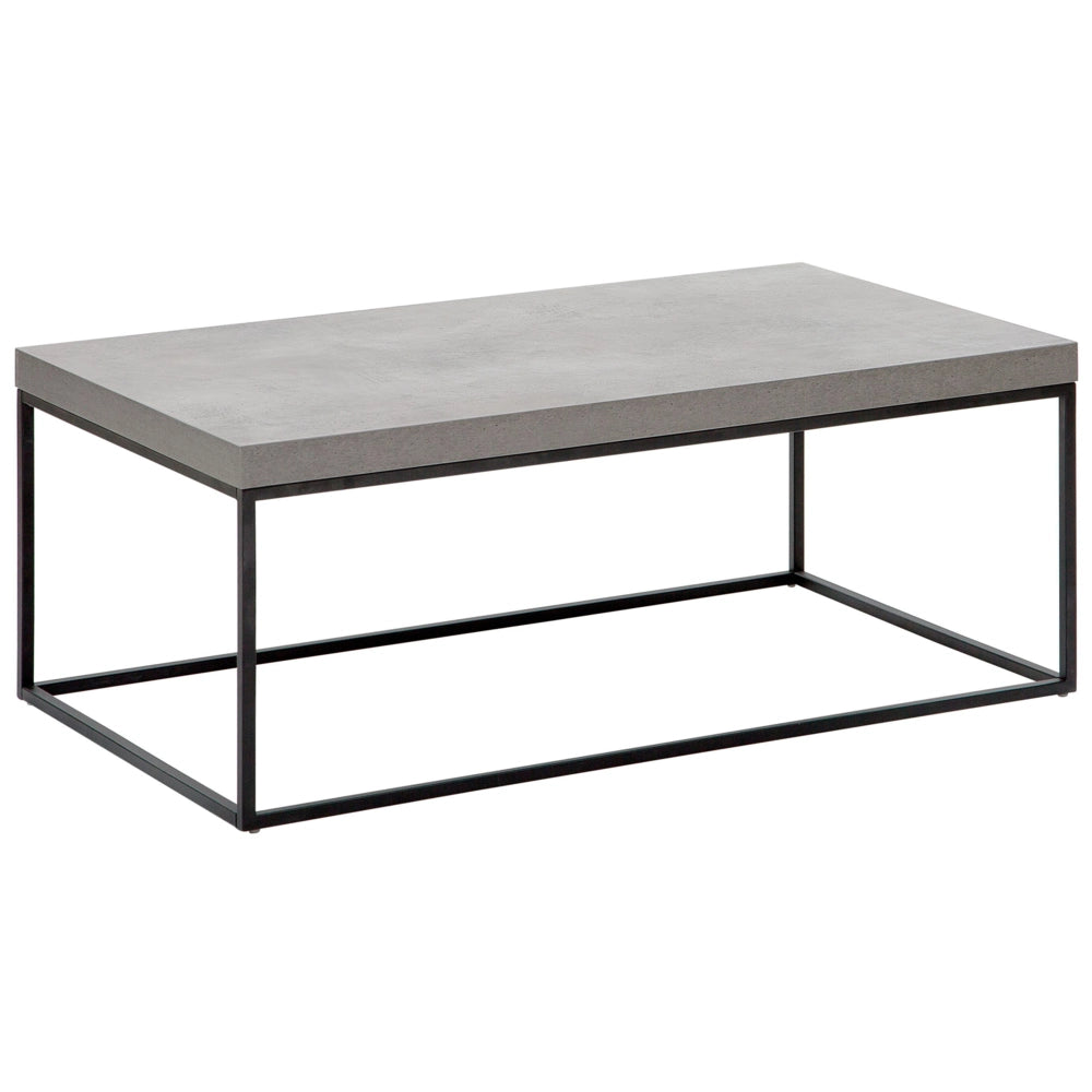 Tavolino Grigio Effetto Cemento Gambe in Metallo Nero 100 x 60 cm Rettangolare Industrial Glam