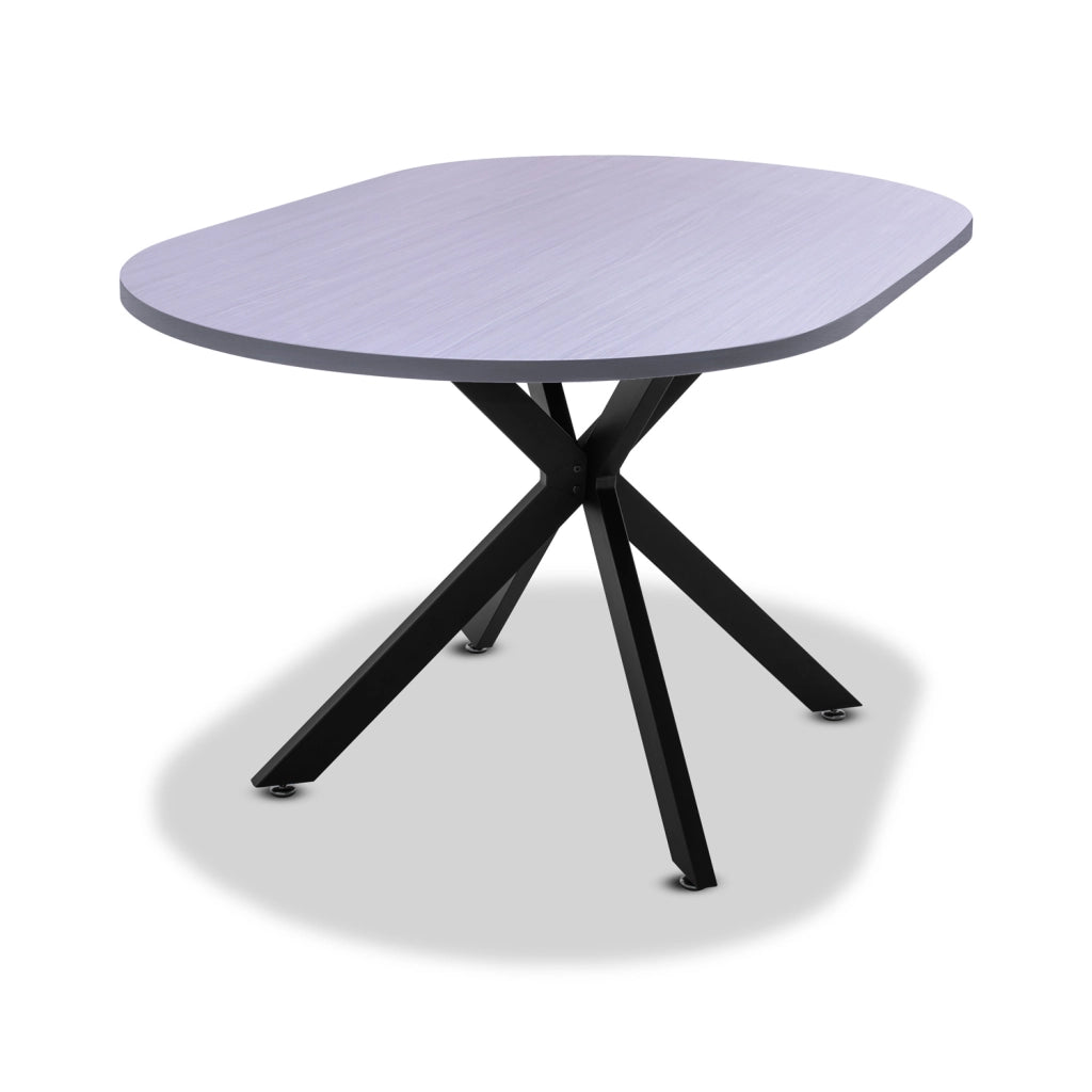 Marui - Tavolo da pranzo ovale in legno e metallo con piede centrale Kiso 180x100 cm - grigio effetto legno