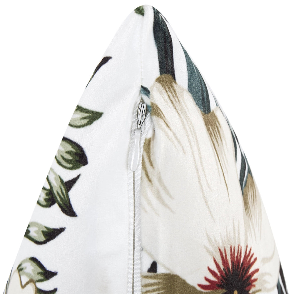 Cuscino in velluto verde crema 45 x 45 cm motivo foglie stile boho soggiorno camera da letto