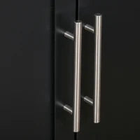 Carrello da Cucina Multiuso con Cassetto, Ruote, Portaspezie e Armadietto, Mobiletto Cucina con Ripiano Regolabile, Portasciugamani e Piano in Legno di Caucciù, 109x40x89 cm, Nero