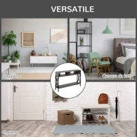 Tavolo Consolle Stile Vintage Industriale con 3 Ripiani e Telaio in Metallo, Grigio e Nero, 120x23.5x75cm