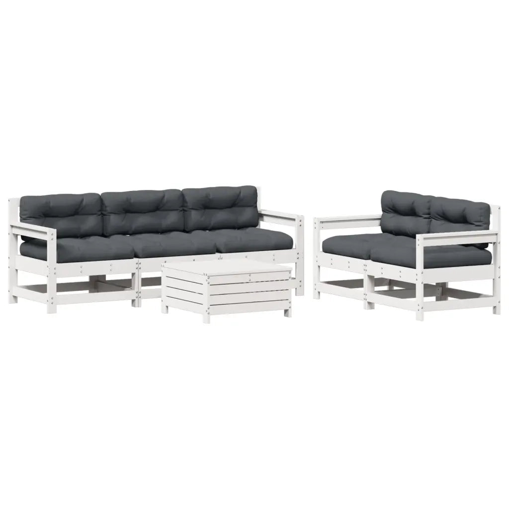 Set Salotto da Giardino 6 pz Bianco in Legno Massello di Pino 3250825