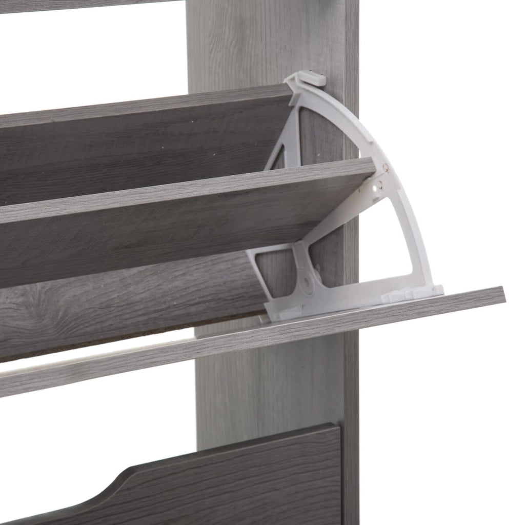 Scarpiera Salvaspazio Slim Ingresso Legno Slim 3 Ripiani Dimensioni Compatte 60 x 119 x 23,3 Ante Moderno MDF Compatta Doppia Profondità Salone Camera a Scomparsa Colore: Bianco