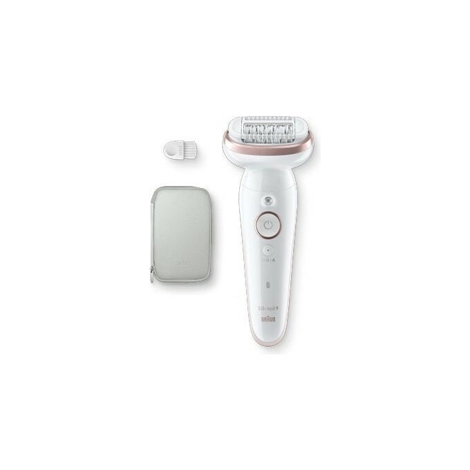 Braun SES9000 Silk-épil 9 Epilatore Wet and Dry 40 pinzette MicroGrip peli da 0.5 mm autonomia 50 min colore Bianco