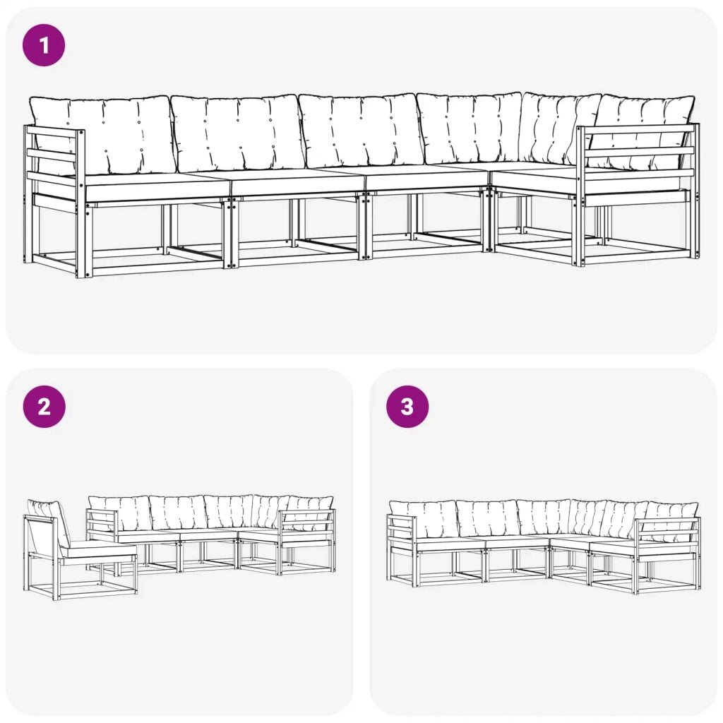 Set di divani da esterno 5 pz Bianco e Nero 3388674