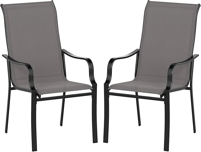Set di 2/4 Sedie da Pranzo Giardino, Mobile da Pranzo con Schienale Alto, Struttura in Metallo, Poltrona per Esterno Giardio Balcone, Portata 150 kg