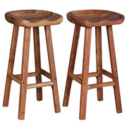 Set di due sgabelli da bar di design seduta in legno di acacia 1202049