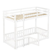 Letto a Castello in Legno di Pino con Scala ¨C MINIMAL ¨C Bianco 90x200
