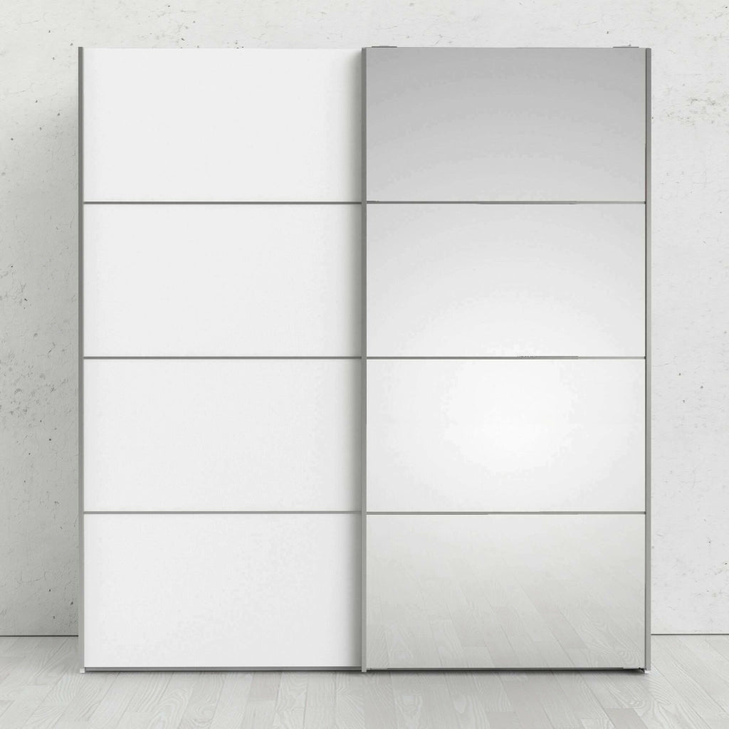Guardaroba 2 ante Cerreto, Mobile camera da letto, Cabina armadio portabiti, Armadio appendiabiti, 182x64 h202 cm, Bianco