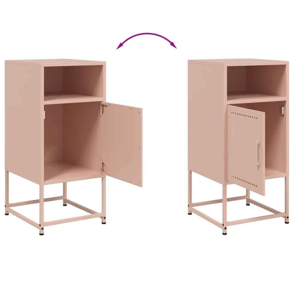 Comodino | Armadio da Notte | Mobiletto da notte Rosa 36x39x78 cm in Acciaio