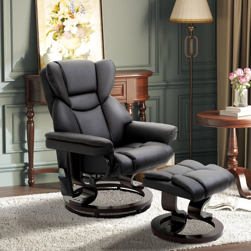 POLTRONA Relax massaggio girevole 79x82x101 cm Pelle rigenerata Nero