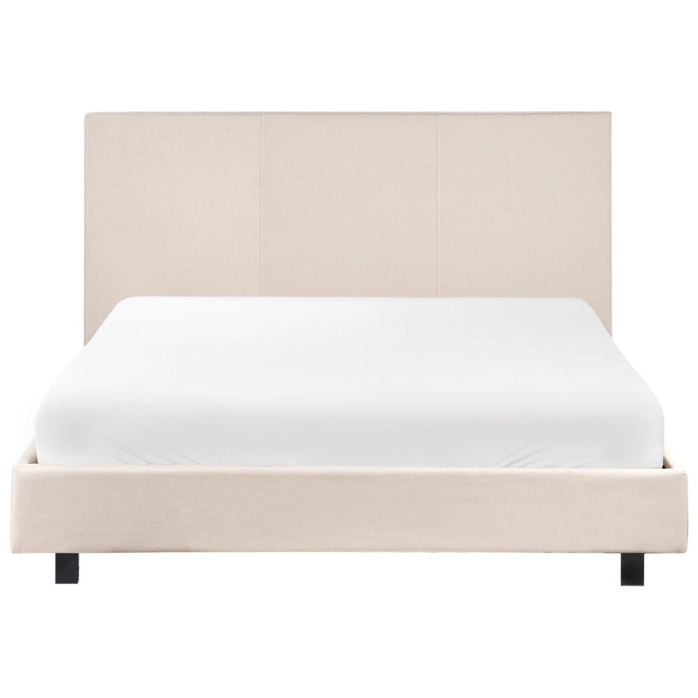 Letto matrimoniale rivestito tessuto 140 x 200 cm con rete beige e testata beige