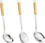 Set di Cucina per Wok e Frittura con Manico in Legno