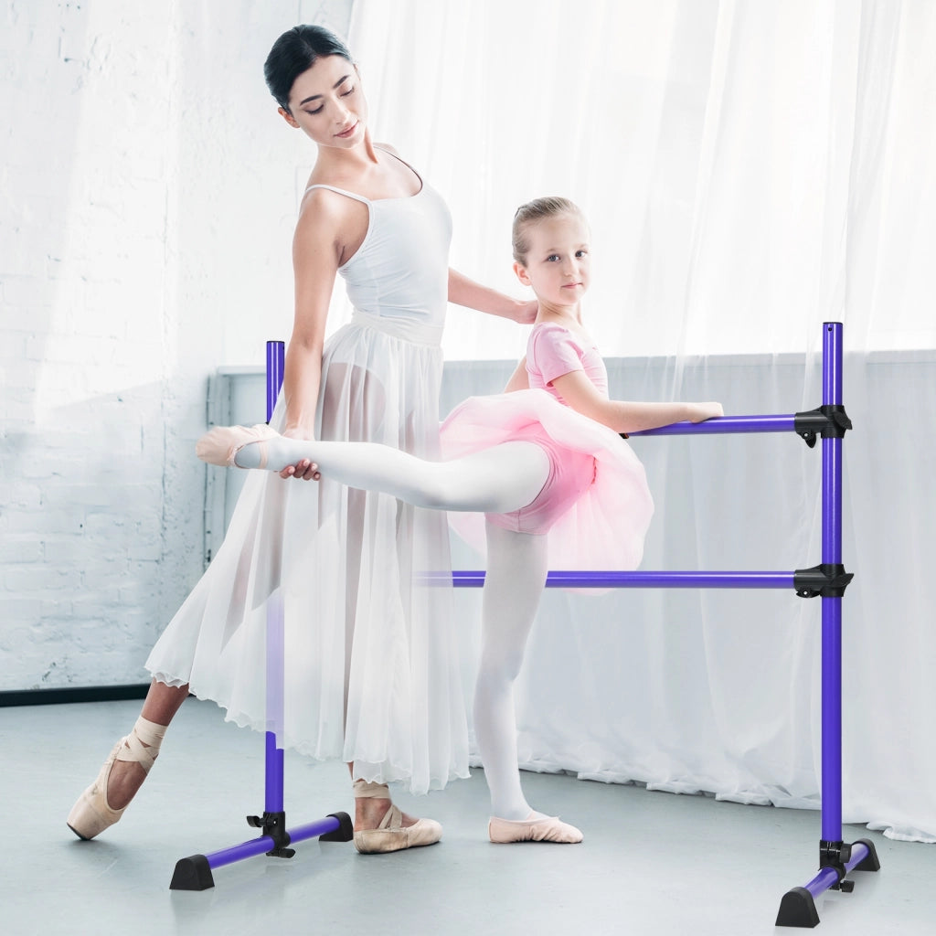 Sbarra danza portatile con altezza regolabile, Doppia sbarra fitness per ballare e allungare i muscoli Viola-Sbarre da danza