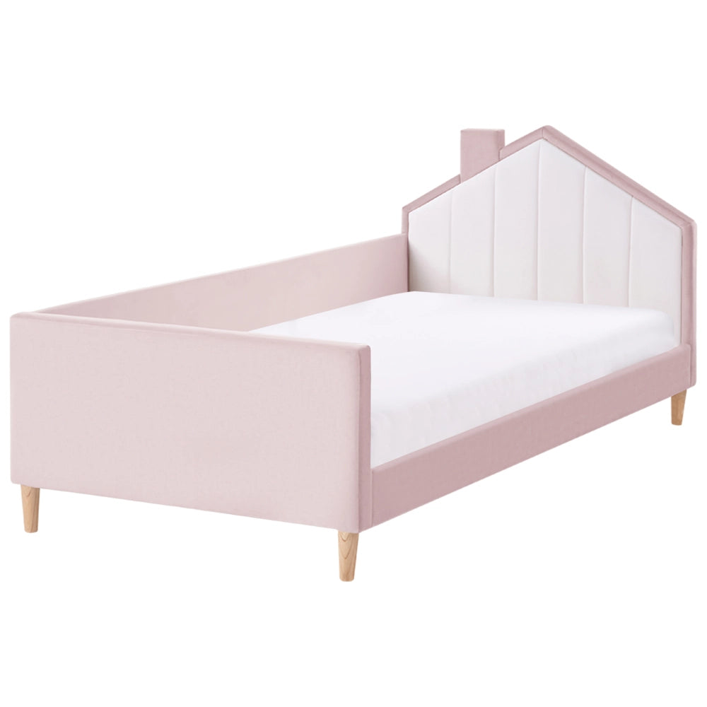 Letto singolo in velluto tortora con base a doghe 90 x 200 cm Camera Moderna Tradizionale
