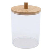 Trade Shop - Contenitore Porta Cotton Fioc Organizer Trasparente Con Coperchio In Legno 7.1x10.3cm 10821 -