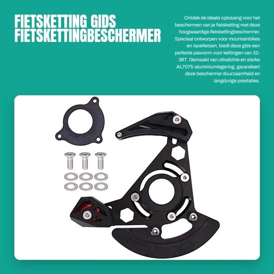Protezione per catena da bicicletta ultraleggera - Guida catena 32-38T - Lega di alluminio - Resistente allo shock - Facile da installare - Protezione contro danni - Guida catena