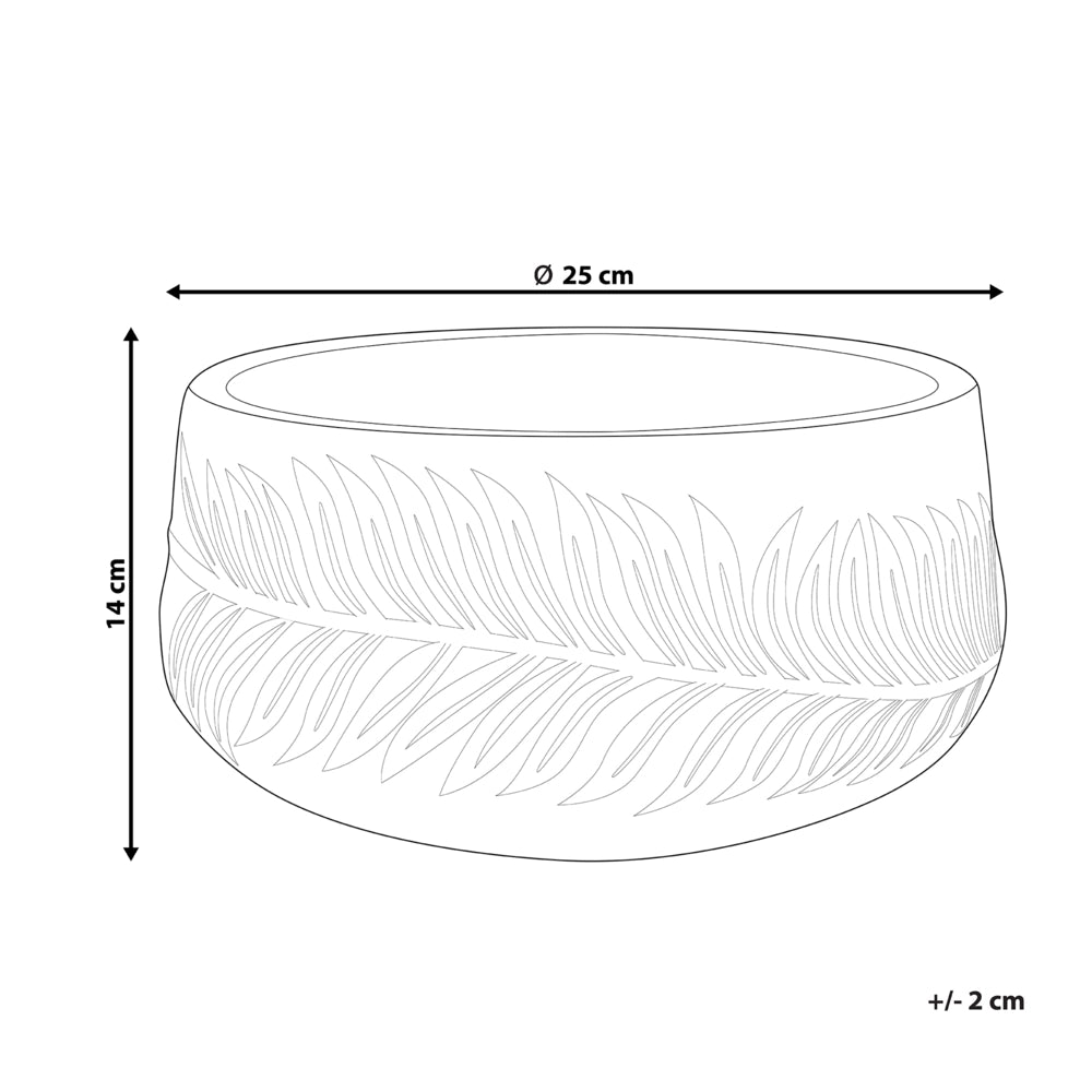 Vaso per piante da esterno in fibra di argilla bianco 25 x 25 x 14 cm Vaso rotondo resistente alle UC Motivo a foglie tradizionale