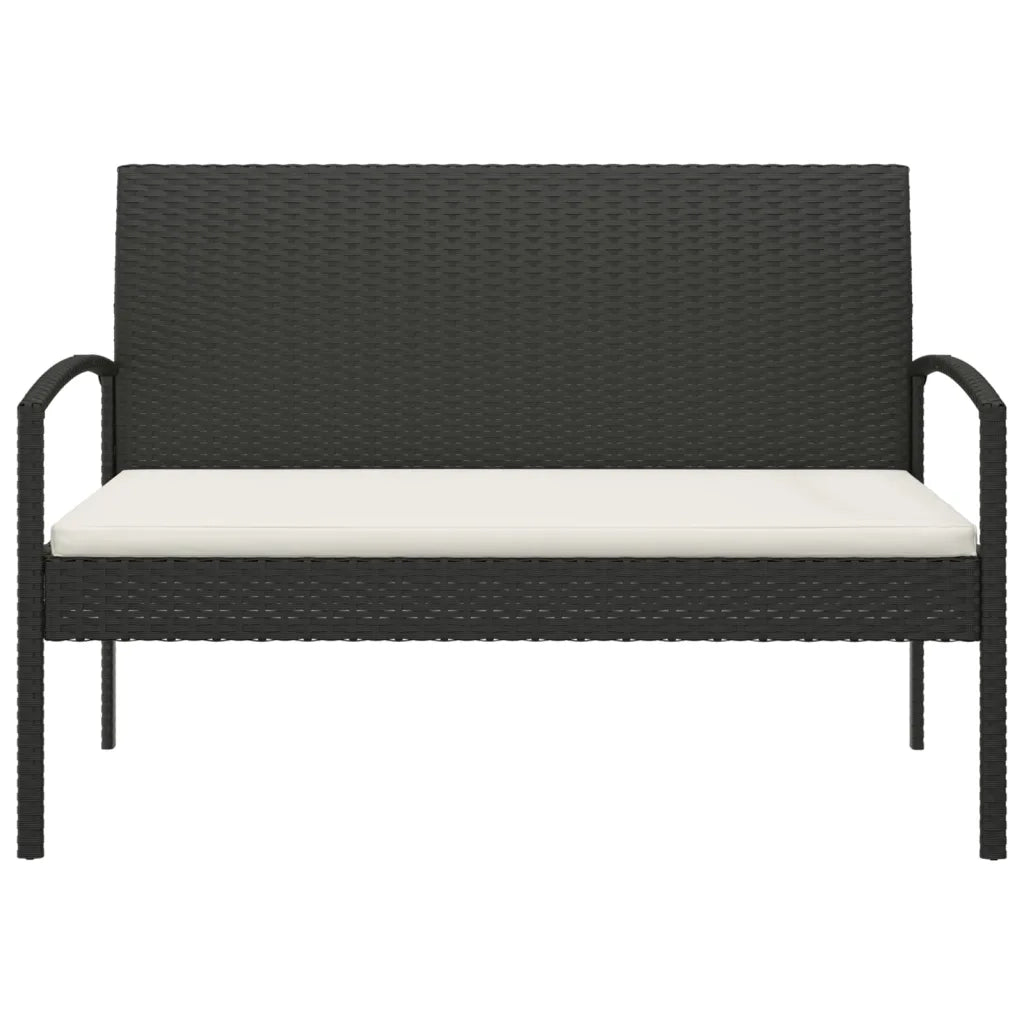 Panca da Giardino con Cuscino Nera 105 cm in Polyrattan 362166