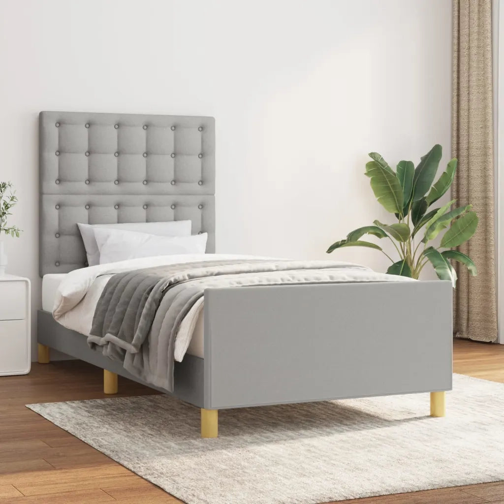 Giroletto con Testiera-Struttura Letto con testiera Grigio Chiaro 80x200 cm in Tessuto