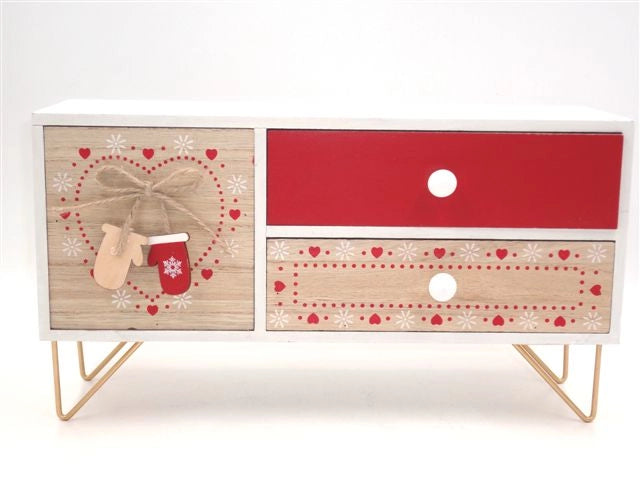 Mobiletto Mobile in Legno con 3 Cassetti Natalizio Natale 29 x 15 cm