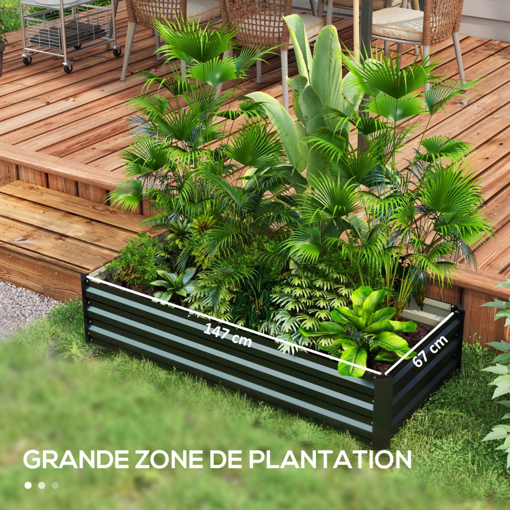 Vaso da giardino rettangolare in acciaio ¨C zephmum ¨C nero 100x50x30