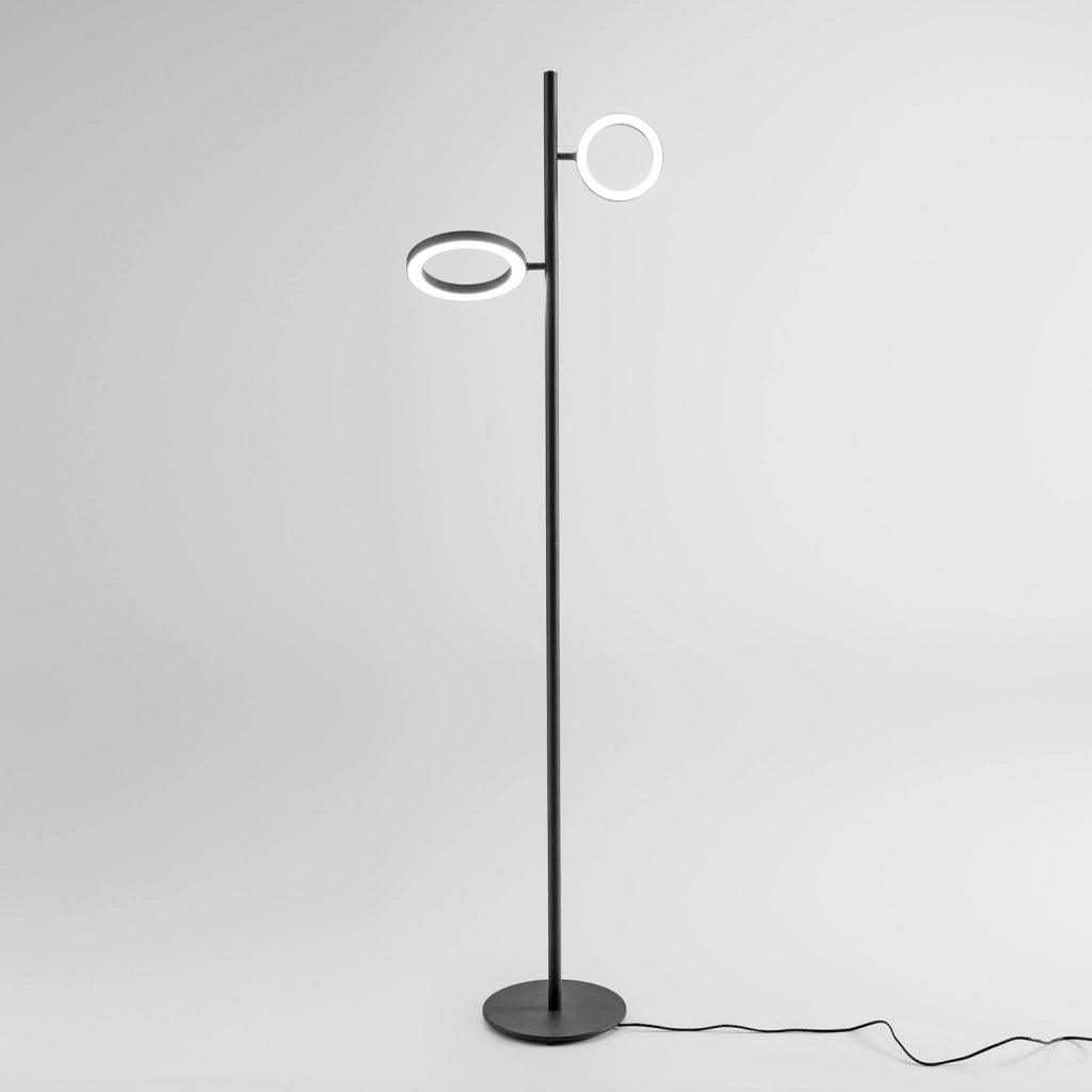 Lampada da Terra GPIN32 - Piantana LED Dimmerabile 28W (10W+18W) 3000K in Alluminio Nero Opaco - Gealuce