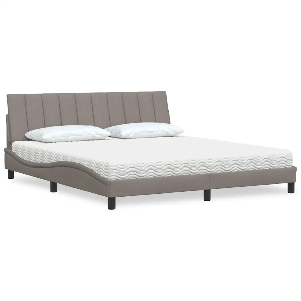 Letto con Materasso Hanko Tortora 180x200 cm in Tessuto