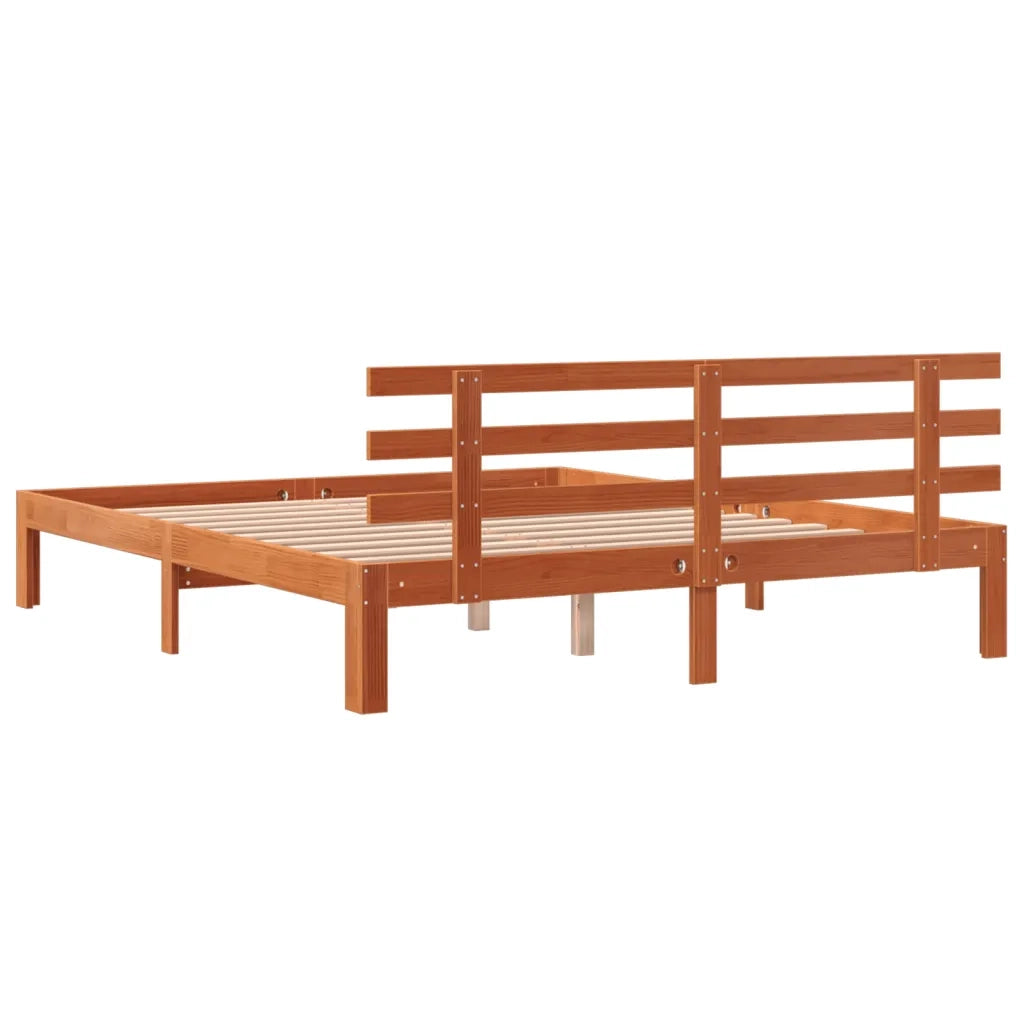 Letto senza Materasso Marrone Cera 150x200 cm in Legno di Pino 844275