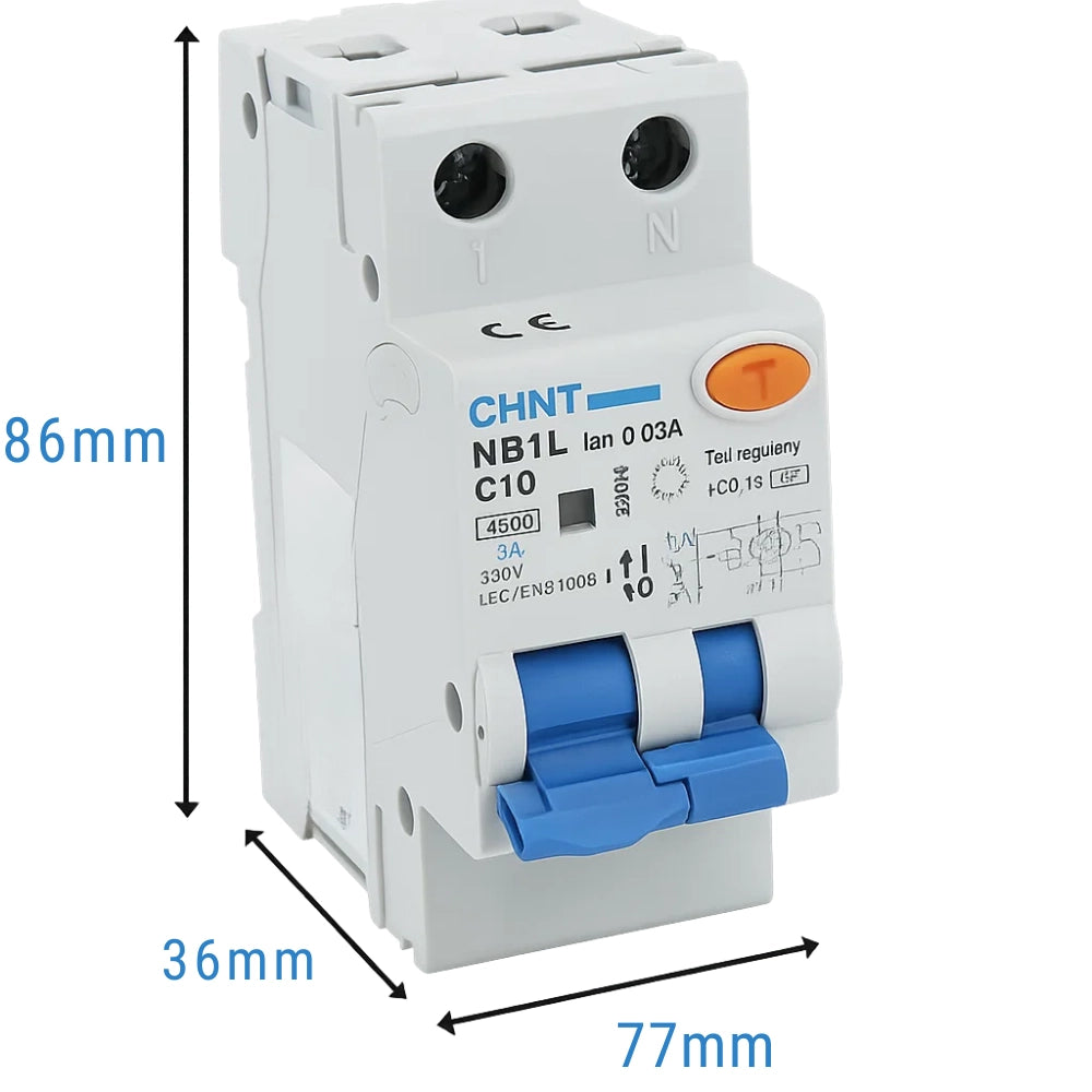 Chint serie nb1l1 interruttore magnetotermico differenziale 1p+n alta protezione *** ampere 10 ampere, confezione 1