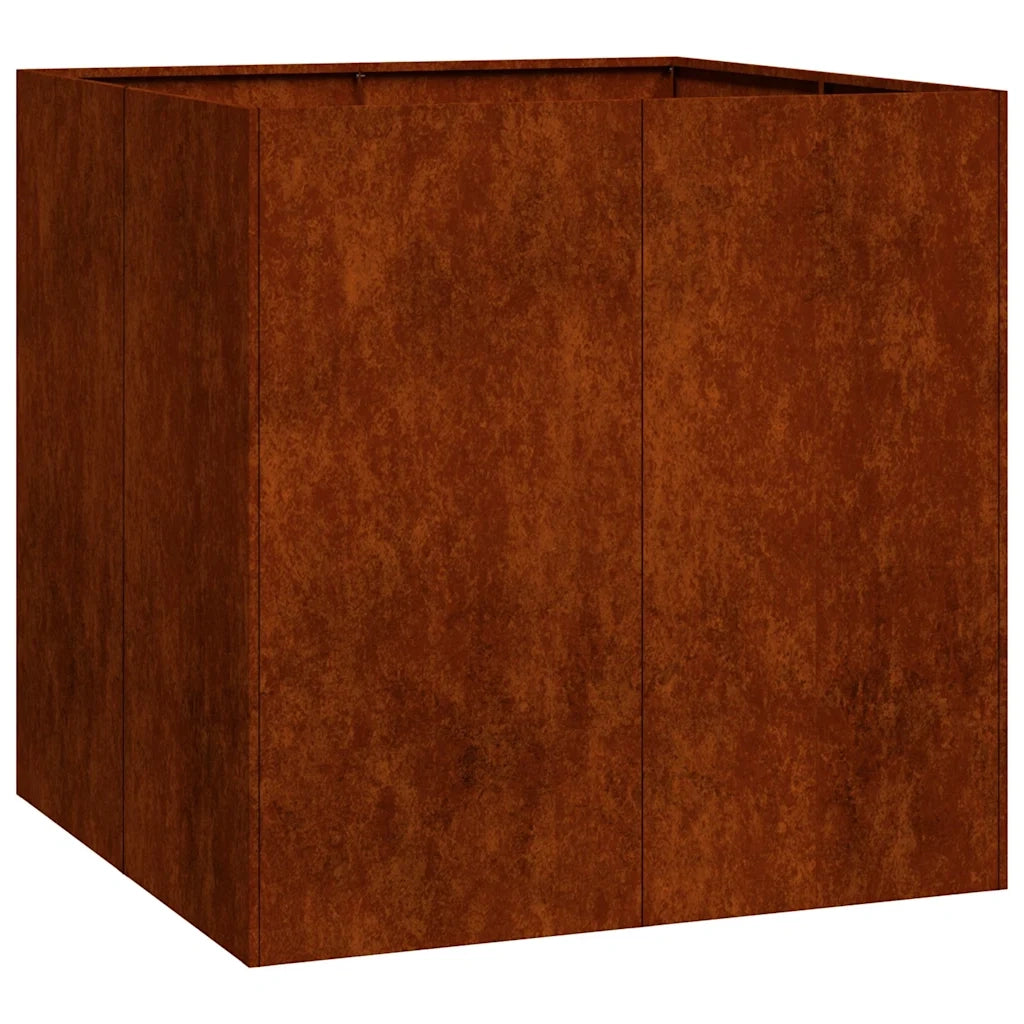 Fioriera-Vaso-Contenitore per Piante Arrugginita 80x80x80 cm in Acciaio Corten