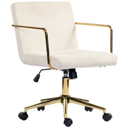 Sedia da Ufficio con Rotelle ¨C Xylo ¨C Velluto Crema, Base Oro, Schienale Imbottito