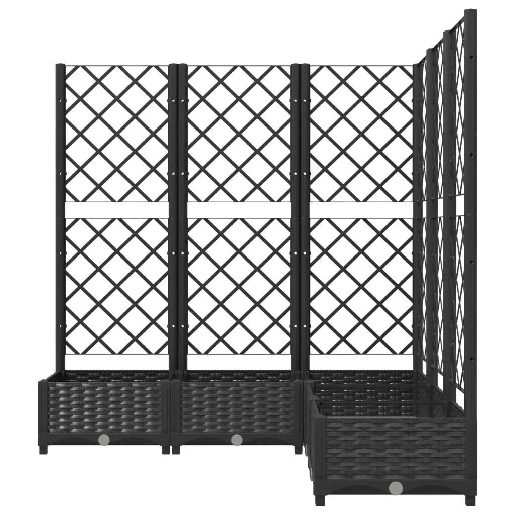 Fioriera | Cassetta per fiori | Vaso da Giardino con Graticcio Nero 120x120x121,5 cm in PP