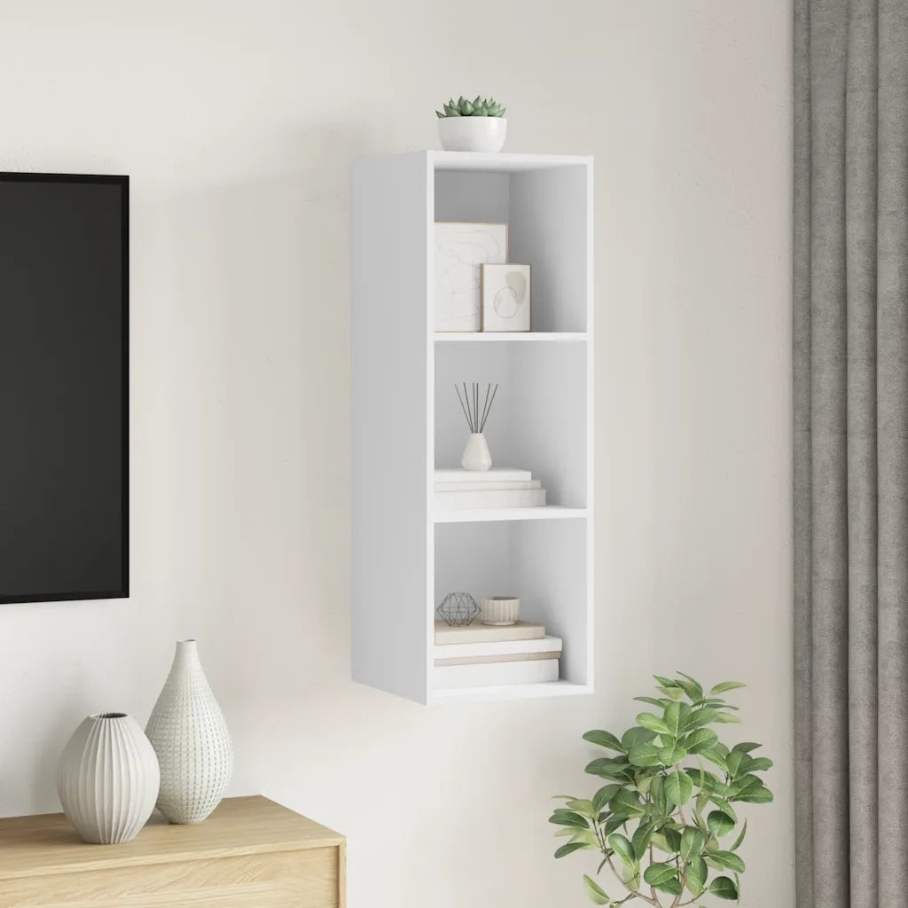 Mobile TV da Parete Bianco 37x37x107 cm in Legno Multistrato 805480