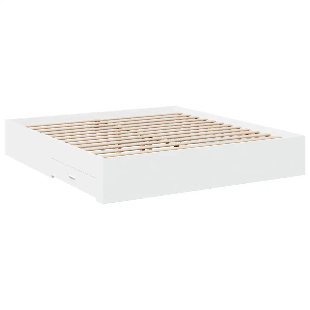 Giroletto con Cassetti Bianco 180x200 cm in Legno Multistrato 3280363