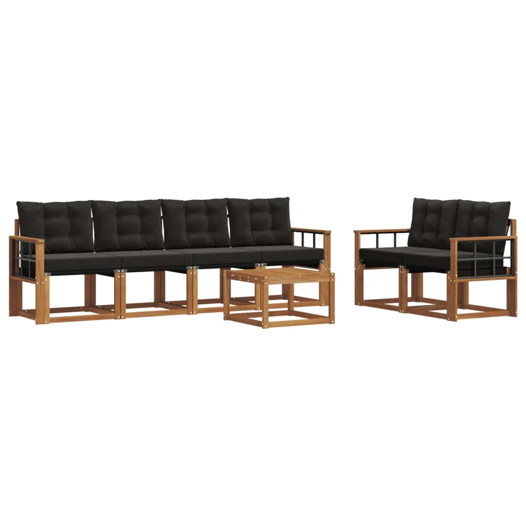 Set di divani da esterno con cuscino 7 pcs Naturale e Nero 3368431