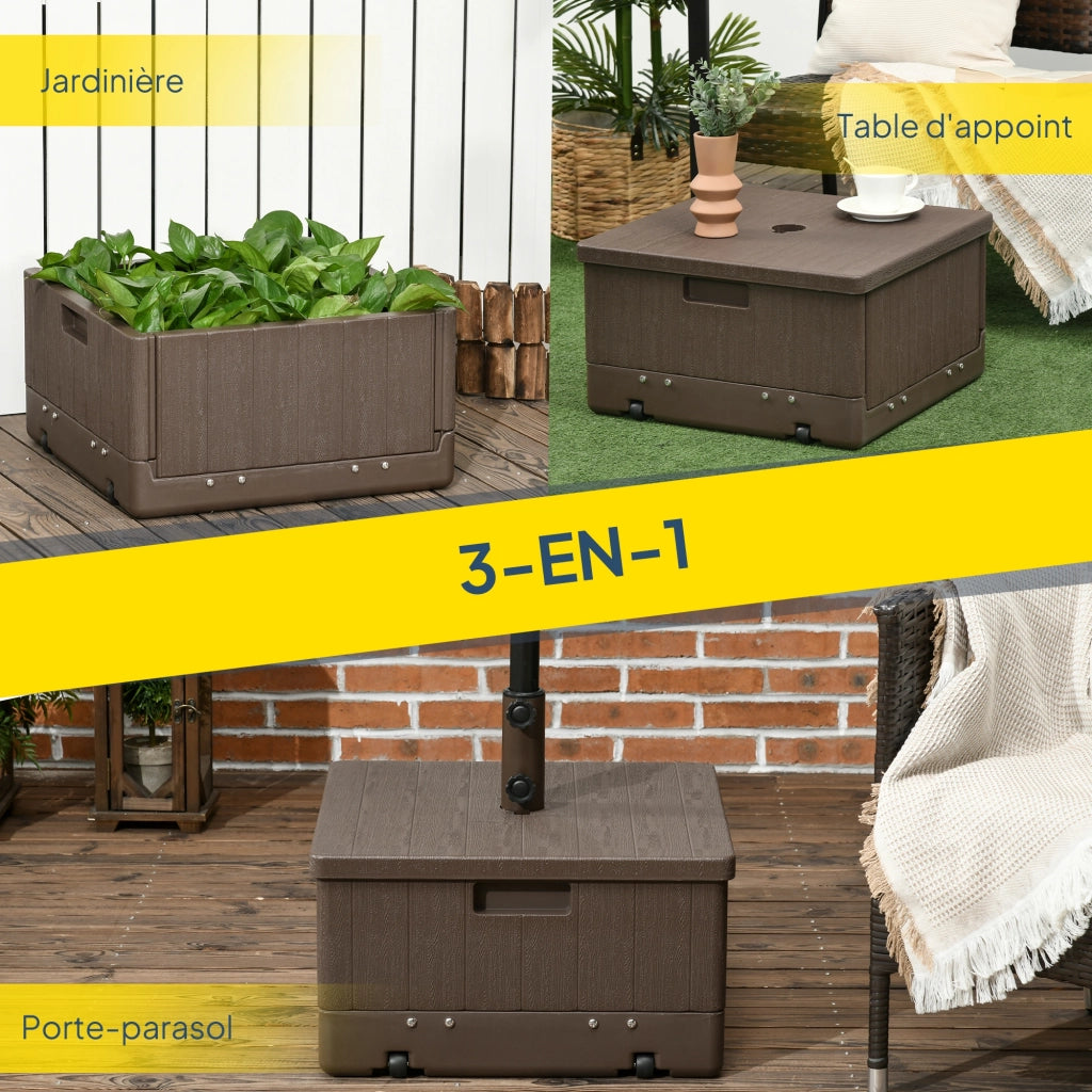 Base per Parasole con Ruote e Portavasi ¨C zephmum ¨C Marrone PE e Metallo
