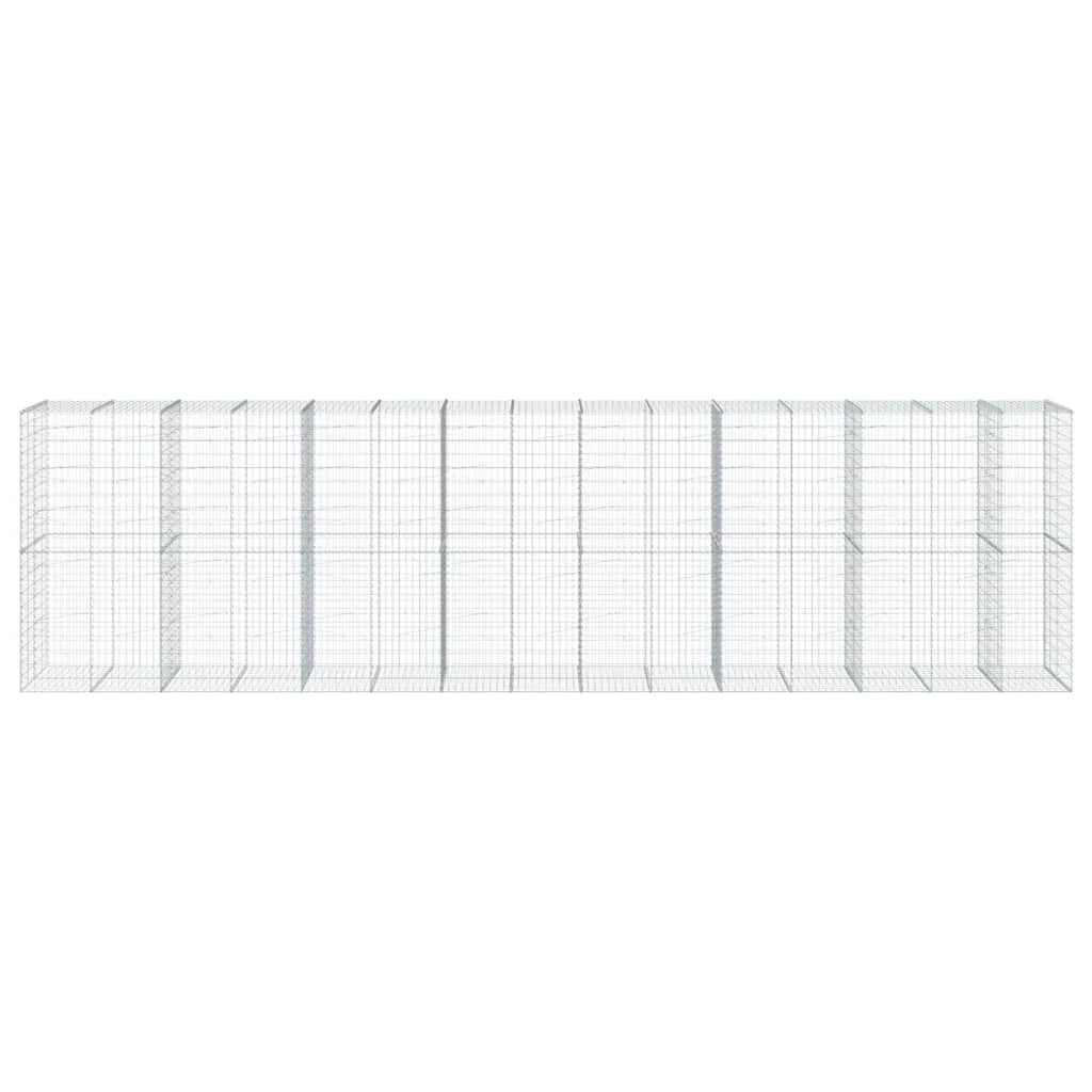 Gabbione recinto a gabbia muro di contenimento con coperchio 750 x 100 x 200 cm ferro zincato argento 02_0040198
