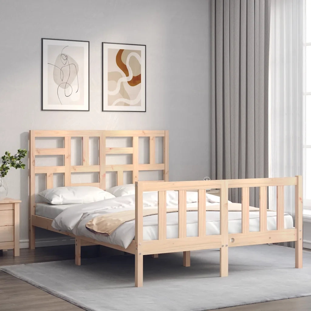 Letto senza Materasso-Struttura Letto 140x190 cm in Legno Massello di Pino 606659