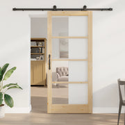 Porta scorrevole  con set di hardware 'ORKDAL'in legno massello e vetro